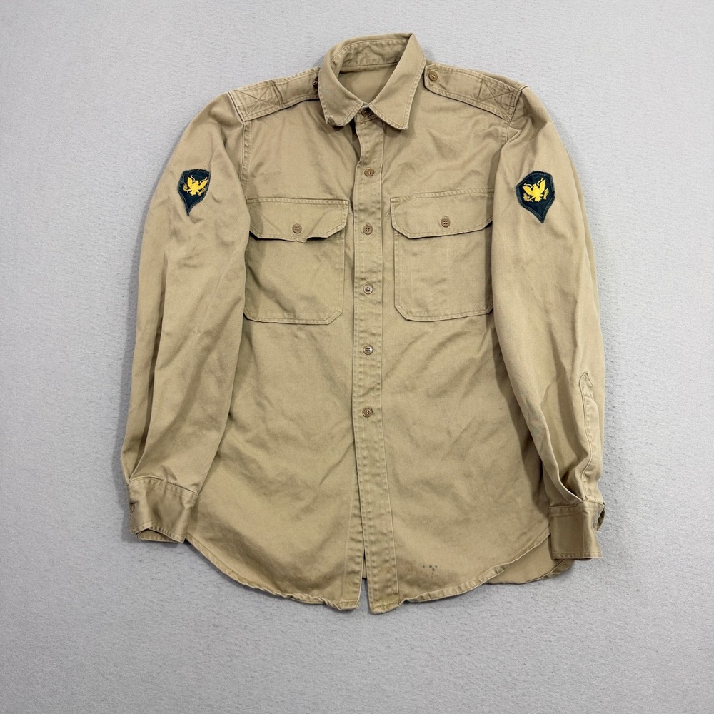 Vintage 1950s US Army Khaki Cotton Twill Uniform 14.5x32 Specialist Patches 40s